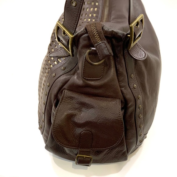 Babee D brown leather purse stud detail - Picture 4 of 8